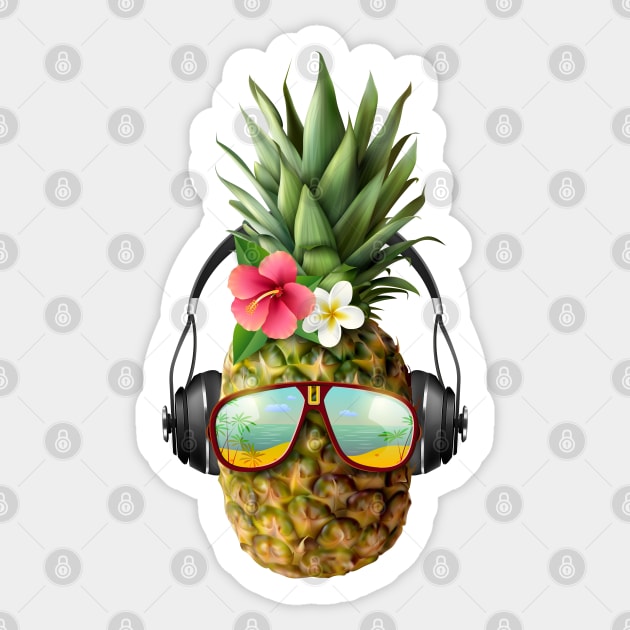 Funny Pineapple Sticker by Mako Design 